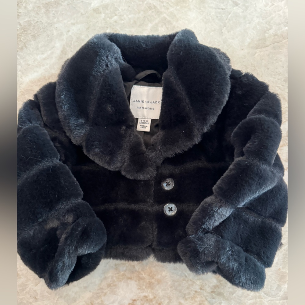 Janie and Jack Cropped Faux Fur Coat